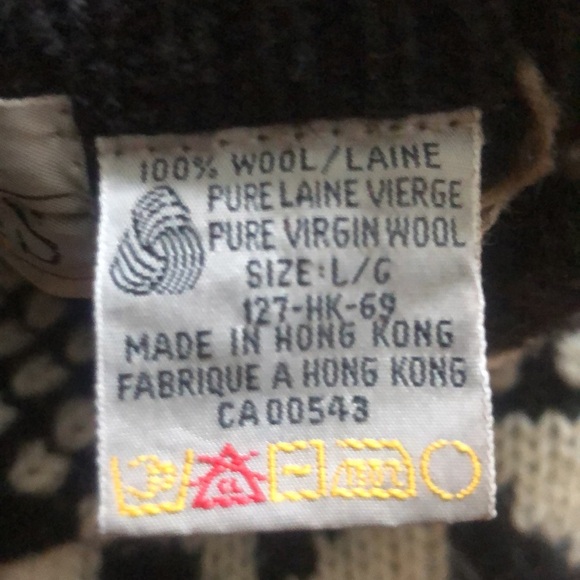 Vintage Britches Black and White Geometric Wool Knit Crewneck Sweater Large - Picture 3 of 11